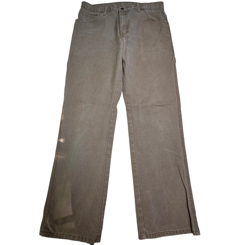 Genuine Dickies MensEU202RTB Carpenter Pants Brown Cotton Utility Workwear 34x32